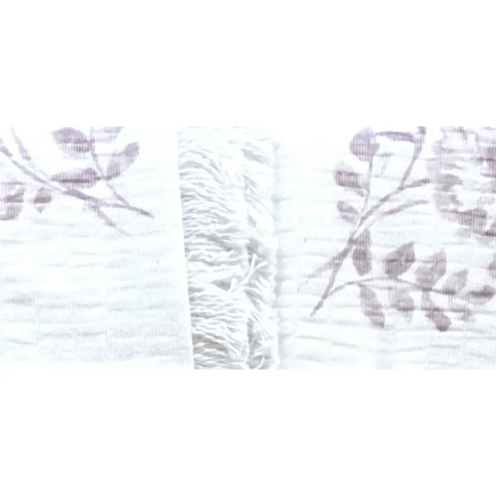 Shabby Chic Cotton Floral Woven KING Size Duvet Set White Rose Pink Fringe